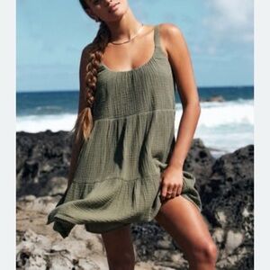 Z Supply Sage Green Women's Tiered Mini Dress